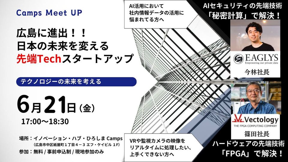 6月 Camps Meet UP 「広島に進出！！ 日本の未来を変える 先端Techスタートアップ」